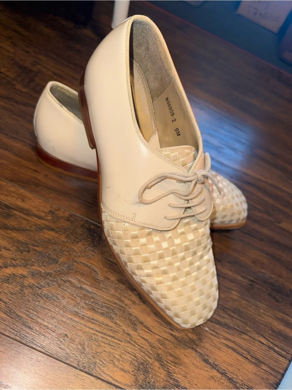 Giorgio Brutini Cream Woven Satin Lace-Up Oxfords